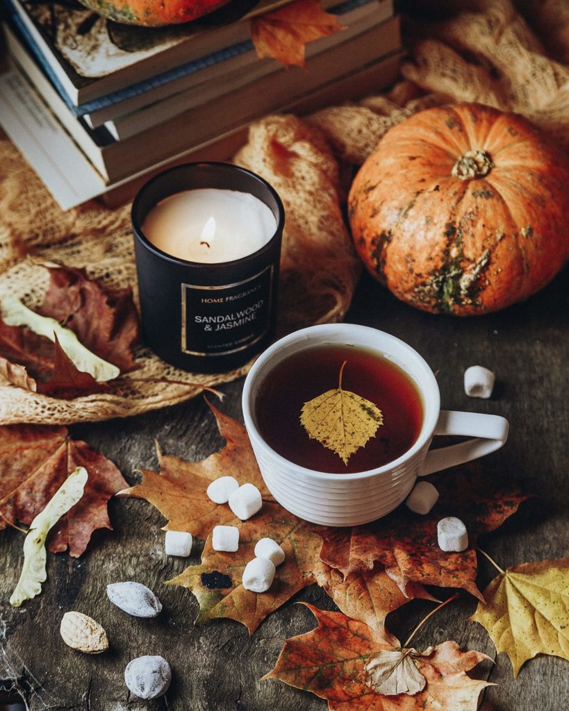 Candles and tea are one of my favorite sustainable fall essentials.